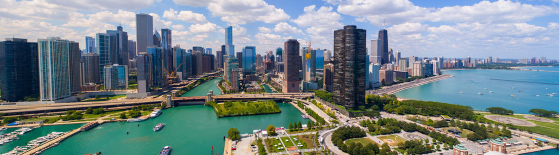 Aerial view of the Chicago skyline