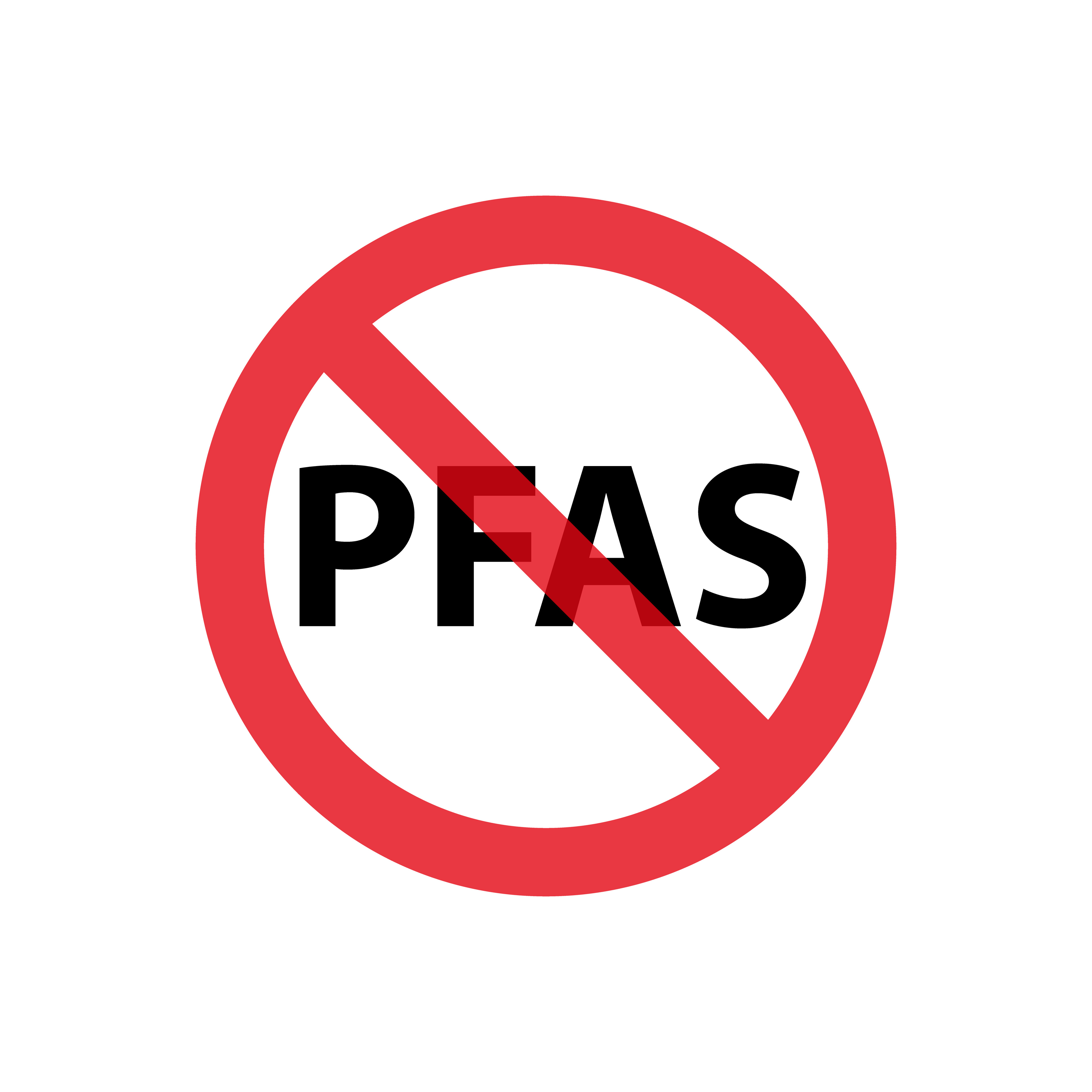 The universal no sign with pfas behind it