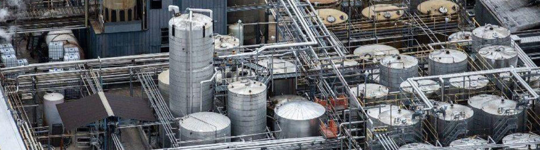 Aerial view of a chemical factory