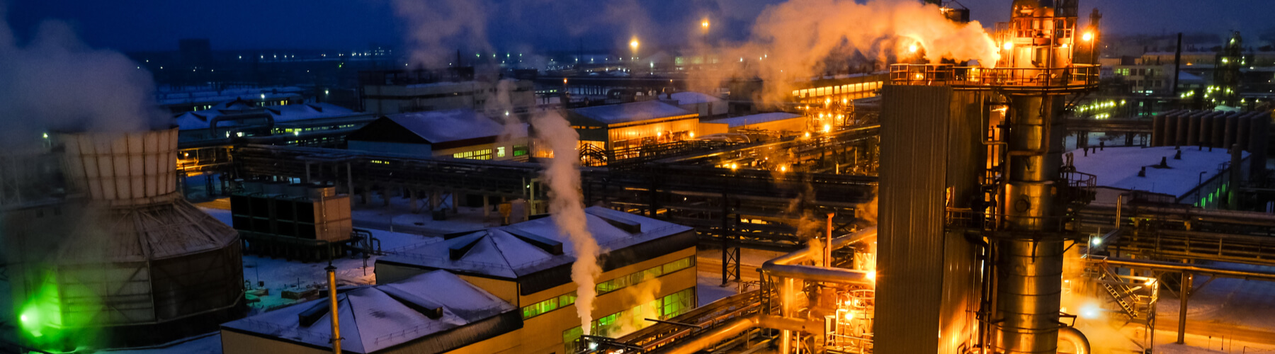 Industrial Plant for the production of ethylene, on a winter night