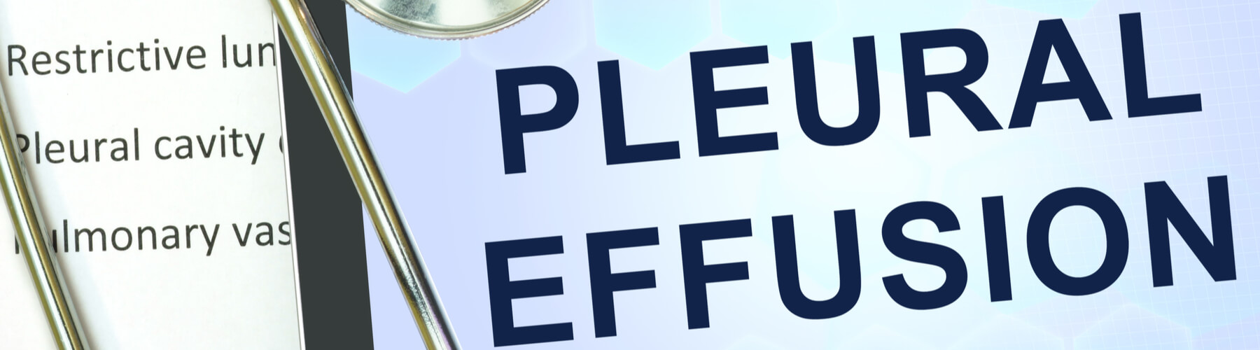 Pleural effusion wording on white background, surrounded by stethoscope