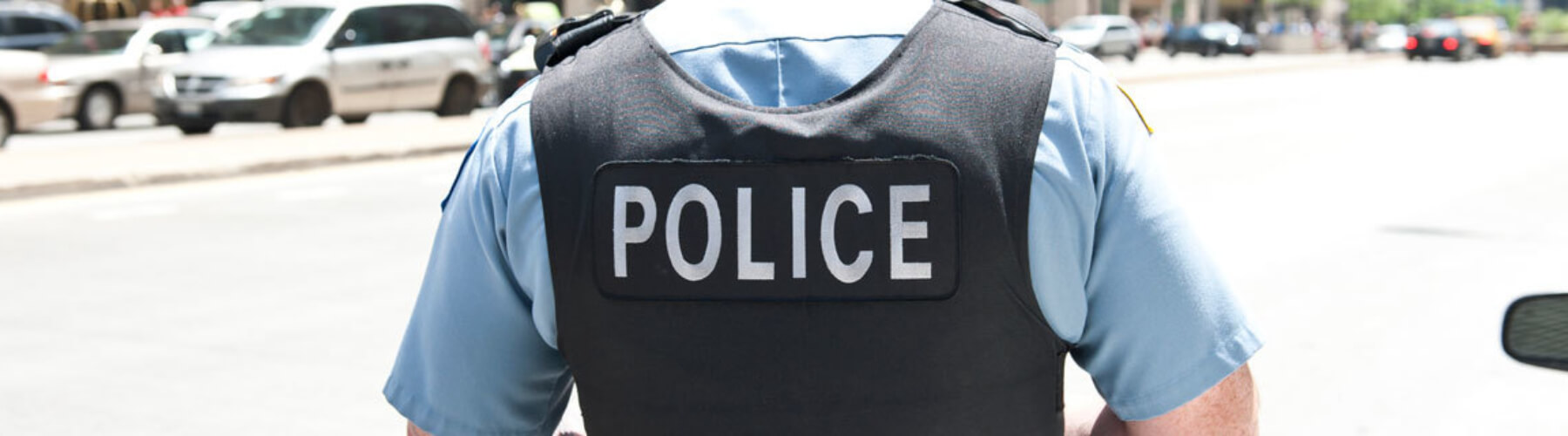 Police wearing bullet proof vest