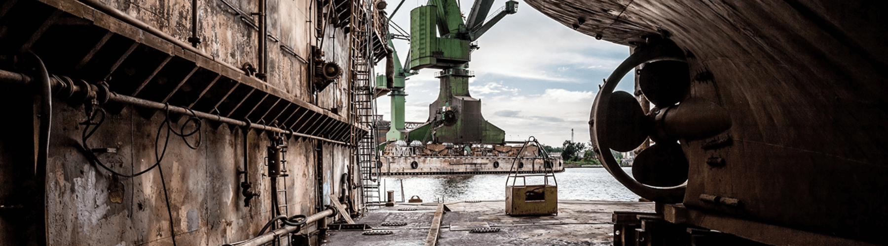 Wide view of a ship yard, concept of working on or near ships