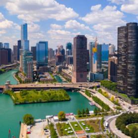 Aerial view of the Chicago skyline