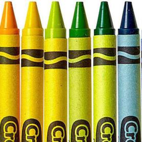Crayons, colored and organized