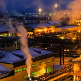 Industrial Plant for the production of ethylene, on a winter night