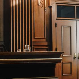 rear view of empty courtroom