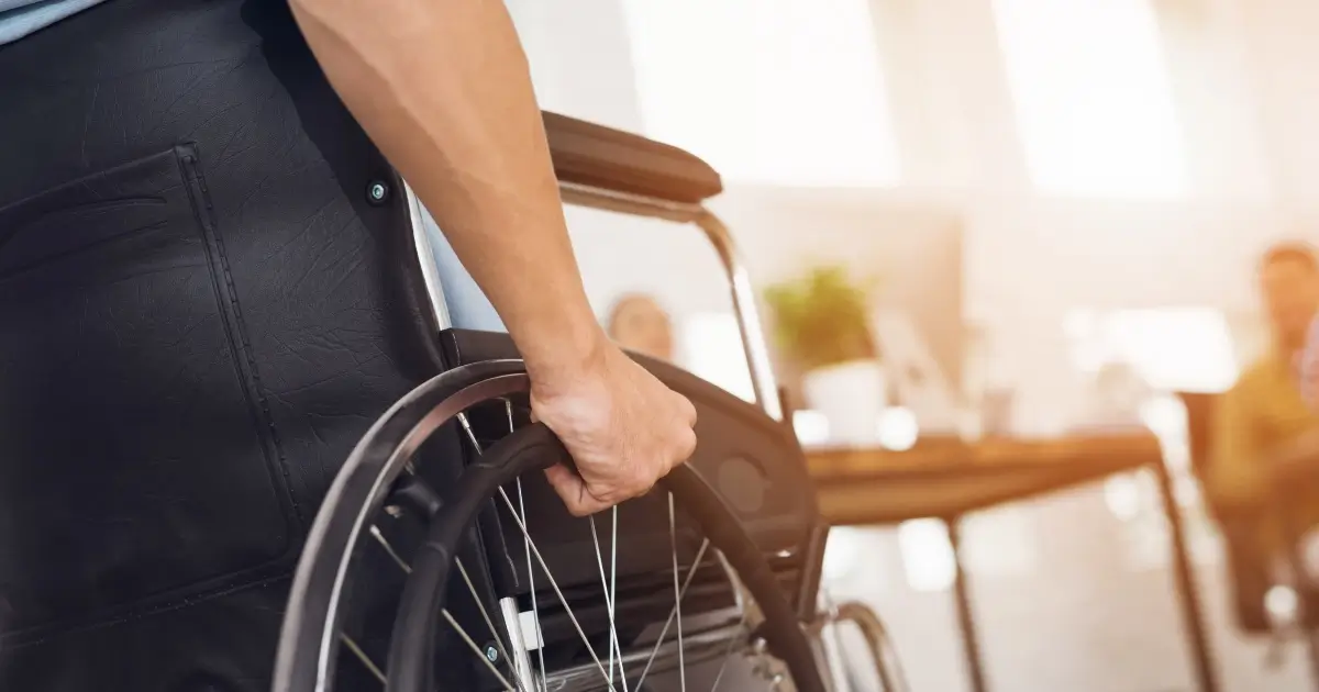Back view of person in wheelchair