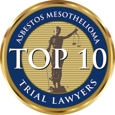 Badge for the Top 10 Trail Lawyers in Asbestos Mesothelioma